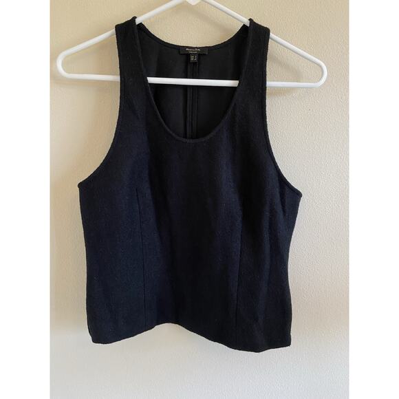 Massimo Dutti Black Wool Cotton Blend Tank Top Shirt Womens Small - Picture 1 of 9